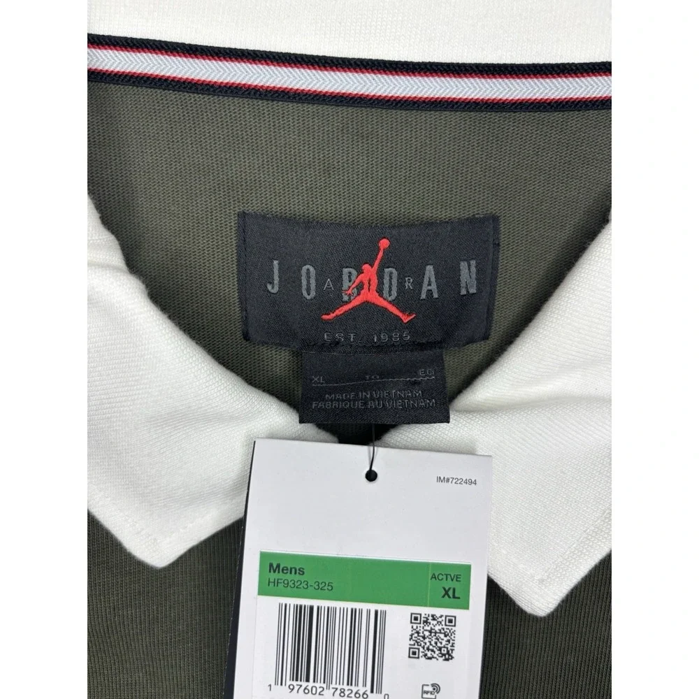 Jordan Essentials Long Sleeve Rugby Style Polo Shirt Patches Men's XL HF9323-325
